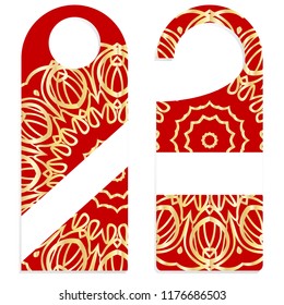 Door hanger with special mandala design. Vector illustration. For hotel, sale.