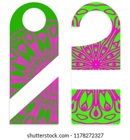 Door hanger with special mandala design. for Room in Home, Hotel, Resort with Floral Mandala Design. Vector illustration.