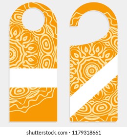 Door hanger with special mandala design. Vector illustration. For hotel, sale.