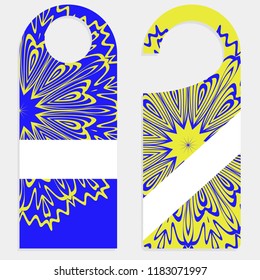 Door hanger with special mandala design. Vector illustration. For hotel, sale.
