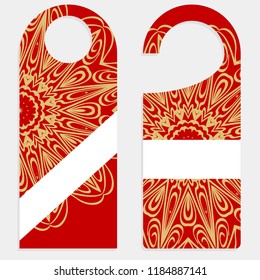 Door hanger with special mandala design. Vector illustration. For hotel, sale.