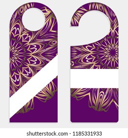 Door hanger with special mandala design. Vector illustration. For hotel, sale.