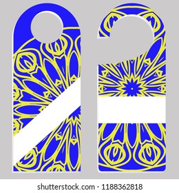 Door hanger with special mandala design. Vector illustration. For hotel, sale.