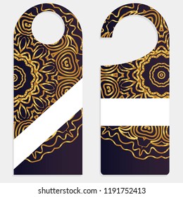 Door hanger with special mandala design. Vector illustration. For hotel, sale.