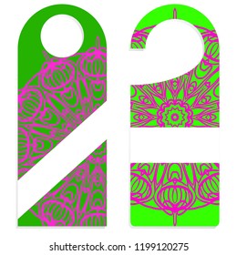 Door hanger with special mandala design. Vector illustration. For hotel, sale.