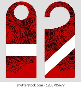 Door hanger with special mandala design. Vector illustration. For hotel, sale.