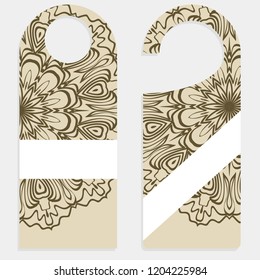 Door hanger with special mandala design. Vector illustration. For hotel, sale.