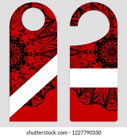 Door hanger with special mandala design. Vector illustration. For hotel, sale.