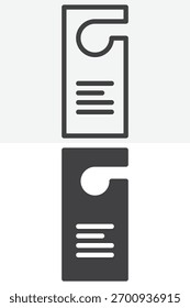Etiqueta de suspensión de puerta en línea de estilo diferente y conjunto de iconos sólidos. Esquema y símbolo de Vector sólido y símbolo, trazo editable. No moleste el icono del pictograma para la hospitalidad.