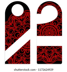 Door Hanger Tags for Room in Home, Hotel, Resort with Floral Mandala Design. Vector illustration