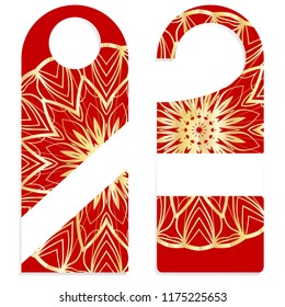 Door Hanger Tags for Room in Home, Hotel, Resort with Floral Mandala Design. Vector illustration