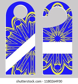 Door Hanger Tags for Room in Home, Hotel, Resort with Floral Mandala Design. Vector illustration.