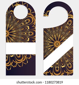 Door Hanger Tags for Room in Home, Hotel, Resort with Floral Mandala Design. Vector illustration.