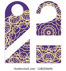 Door Hanger Tags for Room in Home, Hotel, Resort with Floral Mandala Design. Vector illustration