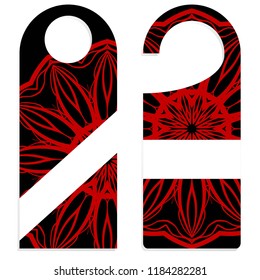 Door Hanger Tags for Room in Home, Hotel, Resort with Floral Mandala Design. Vector illustration