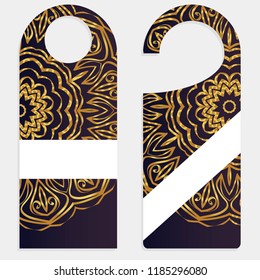 Door Hanger Tags for Room in Home, Hotel, Resort with Floral Mandala Design. Vector illustration.