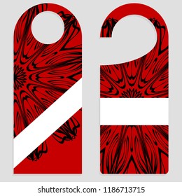 Door Hanger Tags for Room in Home, Hotel, Resort with Floral Mandala Design. Vector illustration.