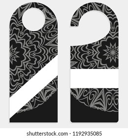 Door Hanger Tags for Room in Home, Hotel, Resort with Floral Mandala Design. Vector illustration.