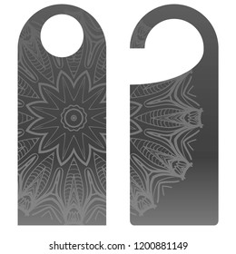 Door Hanger Tags for Room in Home, Hotel, Resort with Floral Mandala Design. Vector illustration.