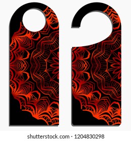 Door Hanger Tags for Room in Home, Hotel, Resort with Floral Mandala Design. Vector illustration.