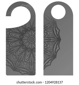 Door Hanger Tags for Room in Home, Hotel, Resort with Floral Mandala Design. Vector illustration.