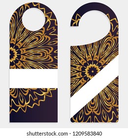 Door Hanger Tags for Room in Home, Hotel, Resort with Floral Mandala Design. Vector illustration.