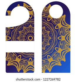 Door Hanger Tags for Room in Home, Hotel, Resort with Floral Mandala Design. Vector illustration.