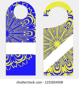 Door Hanger Tags for Room in Home, Hotel, Resort with Floral Mandala Design. Vector illustration.