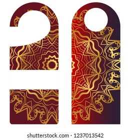 Door Hanger Tags for Room in Home, Hotel, Resort with Floral Mandala Design. Vector illustration.