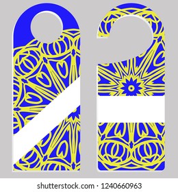 Door Hanger Tags for Room in Home, Hotel, Resort with Floral Mandala Design. Vector illustration.