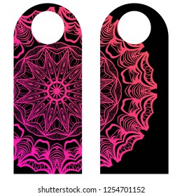 Door Hanger Tags for Room in Home, Hotel, Resort with Floral Mandala Design. Vector illustration.