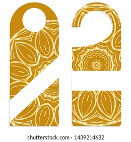Door Hanger Tags for Room in Home, Hotel, Resort with Floral Mandala Design. Vector illustration