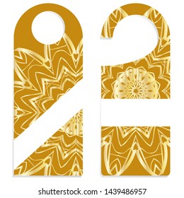 Door Hanger Tags for Room in Home, Hotel, Resort with Floral Mandala Design. Vector illustration