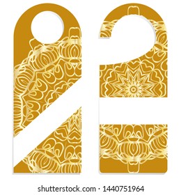Door Hanger Tags for Room in Home, Hotel, Resort with Floral Mandala Design. Vector illustration
