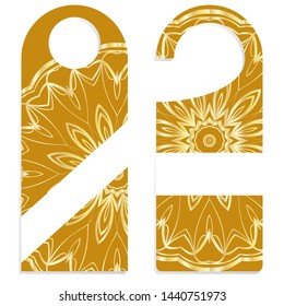 Door Hanger Tags for Room in Home, Hotel, Resort with Floral Mandala Design. Vector illustration