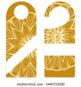 Door Hanger Tags for Room in Home, Hotel, Resort with Floral Mandala Design. Vector illustration
