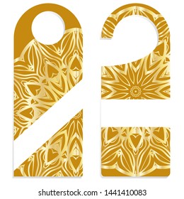 Door Hanger Tags for Room in Home, Hotel, Resort with Floral Mandala Design. Vector illustration