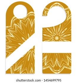 Door Hanger Tags for Room in Home, Hotel, Resort with Floral Mandala Design. Vector illustration
