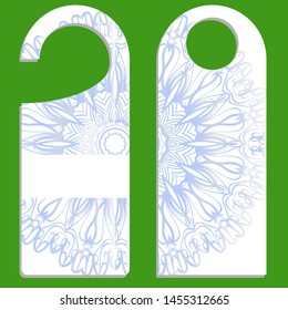 Door Hanger Tags for Room in Home, Hotel, Resort with Floral Mandala Design. Vector illustration