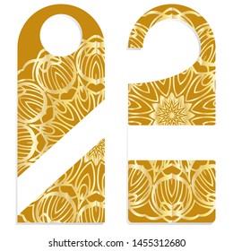 Door Hanger Tags for Room in Home, Hotel, Resort with Floral Mandala Design. Vector illustration