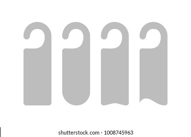 Door Hanger Tags for Room in Hotel or Resort . Paper Door Handle Lock Hangers Set. Empty Mock Up. Do Not Disturb. Vector Illustration