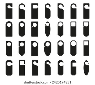 Door hanger tags for room in hotel or resort . paper door handle lock hangers set template