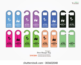 Door Hanger Tags for Room in Hotel or Resort .vector illustration. Black and White Door Hanger Tags for Room in Hotel or Resort .vector illustration. 