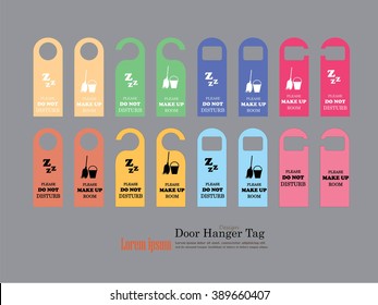 Door Hanger Tags for Room in Hotel or Resort .vector illustration.