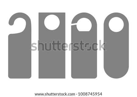 Door Hanger Tags for Room in Hotel or Resort . Paper Door Handle Lock Hangers Set. Empty Mock Up. Do Not Disturb. Vector Illustration