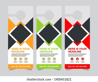 Door hanger  template design, hotel knob design. Vector door hanger.	