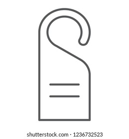 Door hanger thin line icon, hotel and hanger, do not disturb sign, vector graphics, a linear pattern on a white background, eps 10.