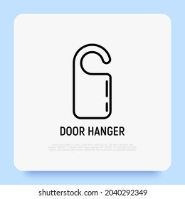 Icono de la línea delgada del colgador de la puerta. Producto promocional. Ilustración vectorial.