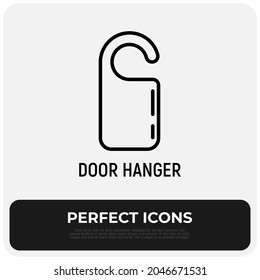 Door hanger thin line icon. Promotional product. Vector illustration.