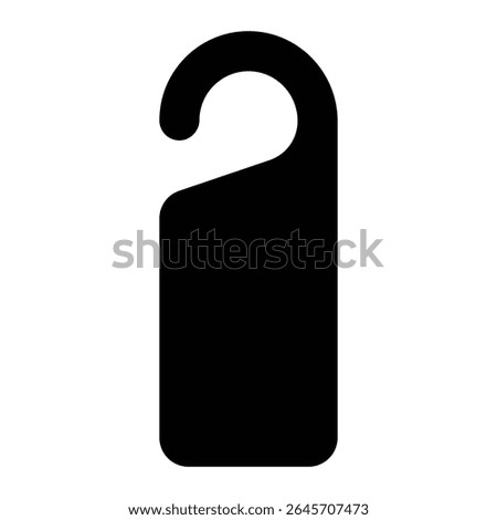 Door hanger vector icon. Hotel privacy sign, do not disturb label, room service tag, door knob signage symbol. Black silhouette, isolated.